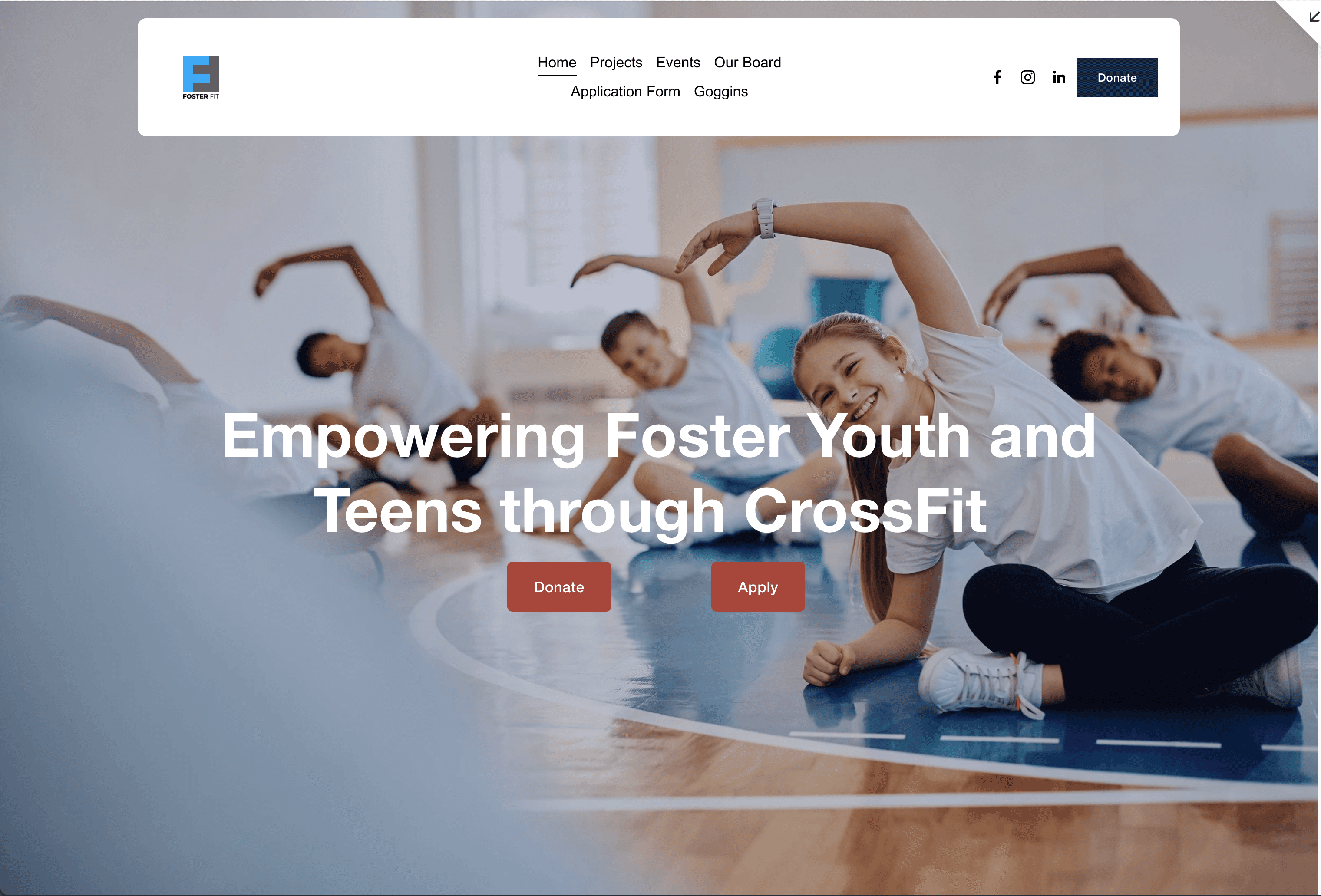 Foster Fit Organization website screenshot